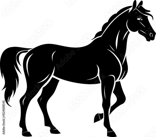 walking horse vector icon, silhouette on white