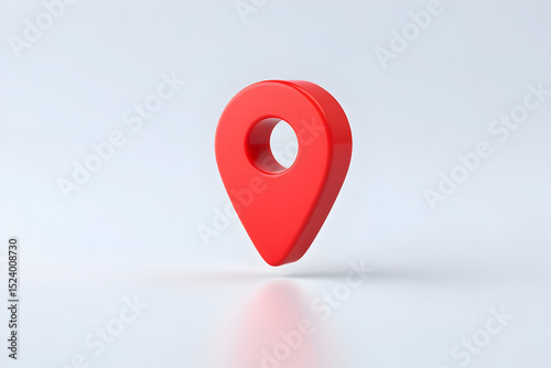 Red 3D Location Pin Icon on White Background