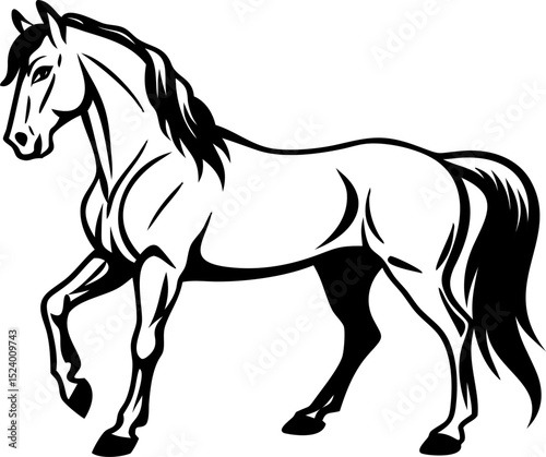 Vector of walking horse, side view black icon