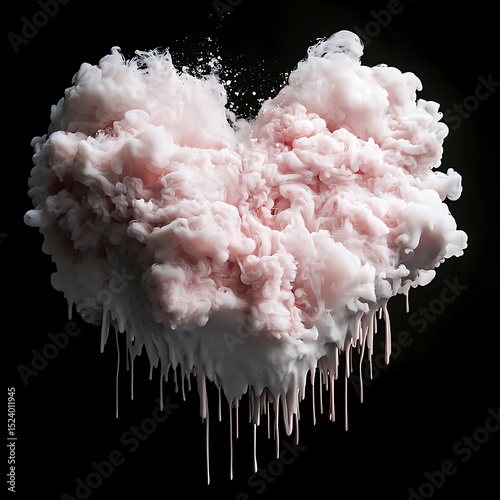 A cloud of pink smoke appears in a heart shape against black
