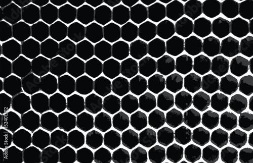 Monochrome cell hexagon pattern. Samples vector background