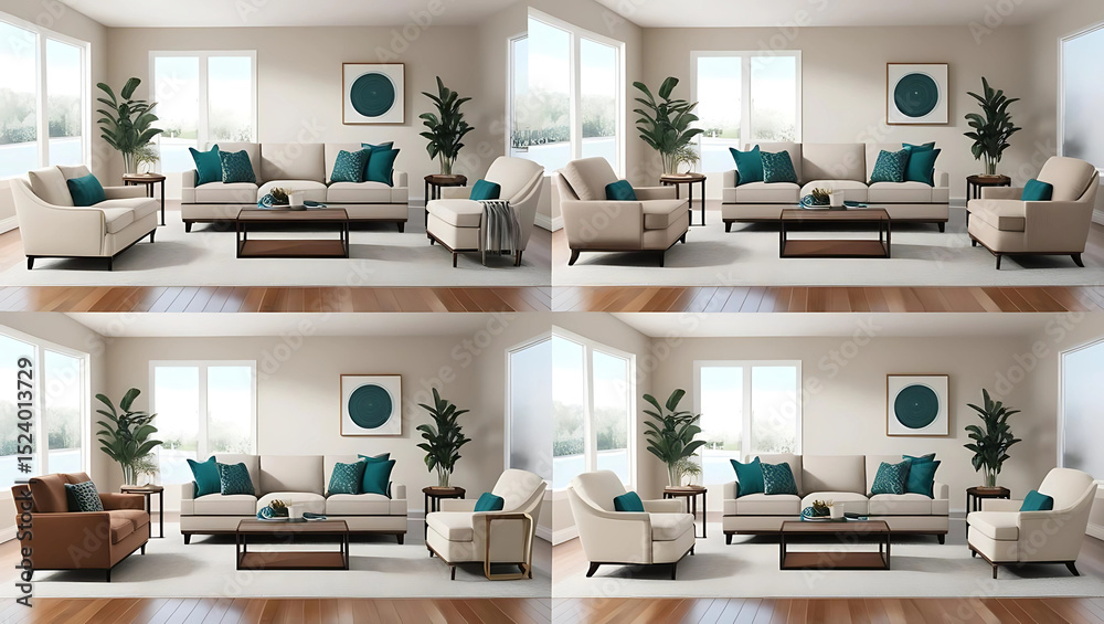 Fototapeta premium Digital Décor Twins_ AI generates perfect furniture pairings by creating digital simulations beforehand 