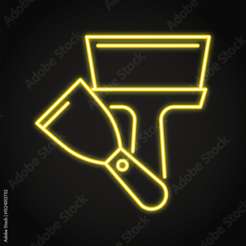 Putty knife neon line icon