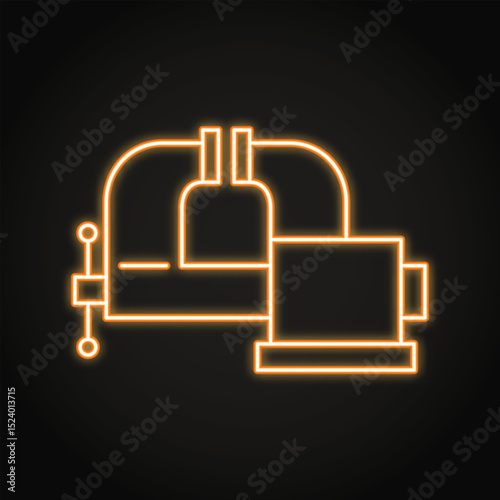 Bench vice neon line icon