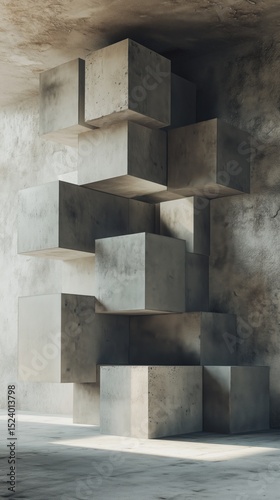 Minimalist Grey Cubic Podium Background for Product Display