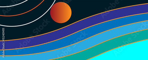 Abstract paper shape background with colorful line decoration