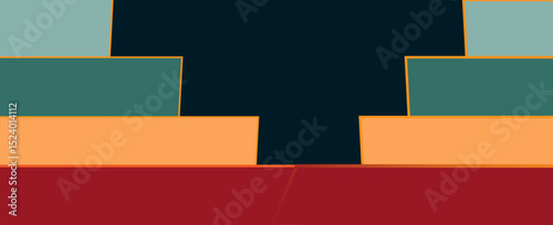 Abstract paper shape background with colorful line decoration