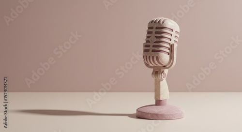 Retro microphone on pink background