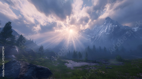 Sunrise Mountain Landscape Panorama