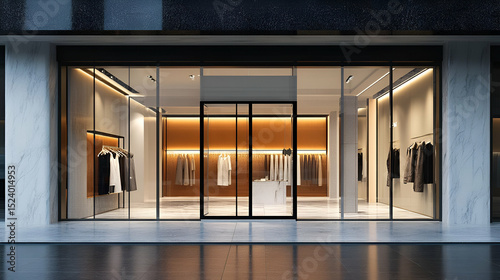 Modern Fashion Store Facade At Night