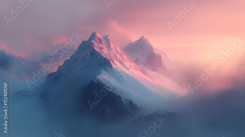 Snowy Mountain Peaks Sunrise Sunset