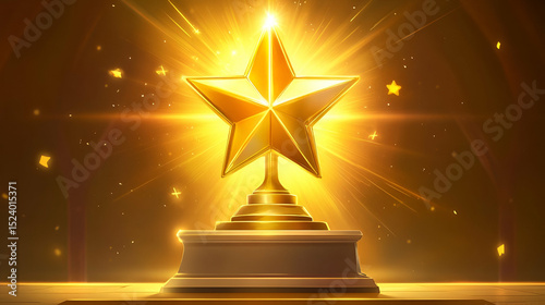 Golden Star Trophy Award Illustration