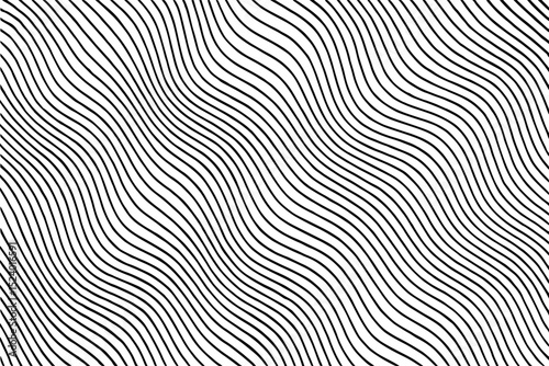 Abstract black and white wavy lines pattern on a flat surface  