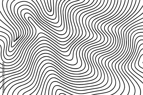 Abstract wavy lines pattern in black on white background  