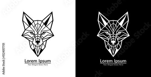 Wolf head logo design with modern geometric style