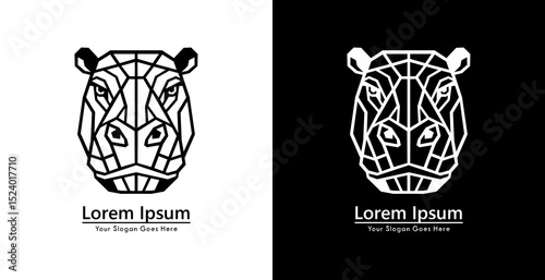 Hippo head logo design with modern geometric style