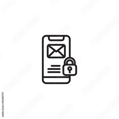 A clean line art icon depicts a smartphone with an envelope and "X" mark, along with a padlock, representing a secure mobile message or encrypted communication.