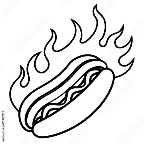 Blazing Hot Dog Vector Art