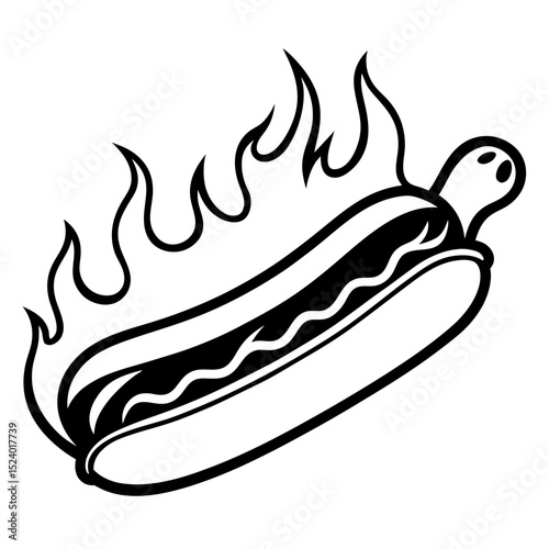 Blazing Hot Dog Vector Art