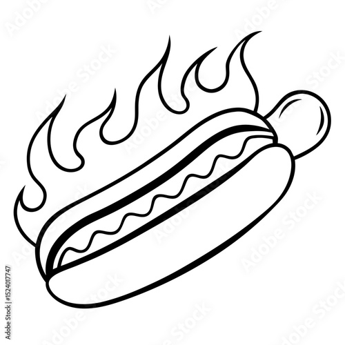 Blazing Hot Dog Vector Art