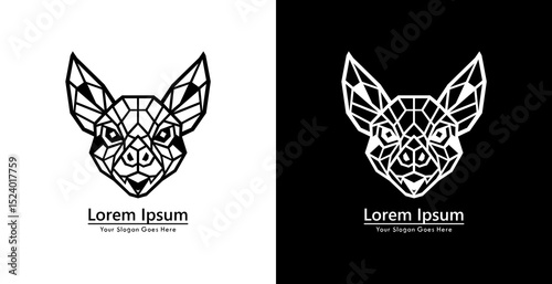 Bat head logo design with modern geometric style