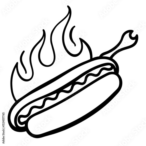 Blazing Hot Dog Vector Art