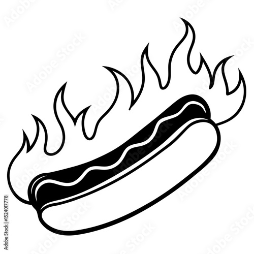 Blazing Hot Dog Vector Art