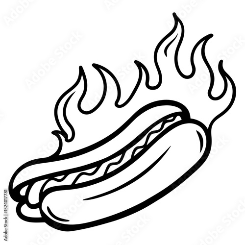 Blazing Hot Dog Vector Art