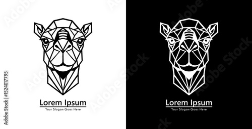 Camel head logo design with modern geometric style