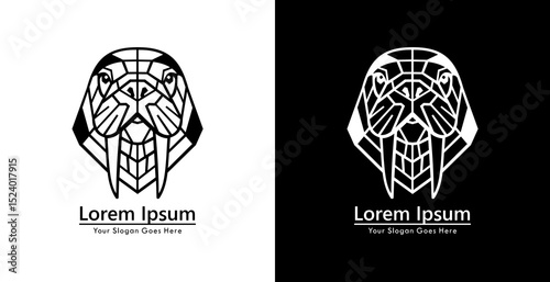 Walrus head logo design with modern geometric style