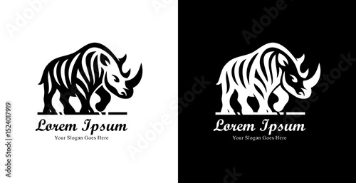 Rhino logo design with modern tribal style