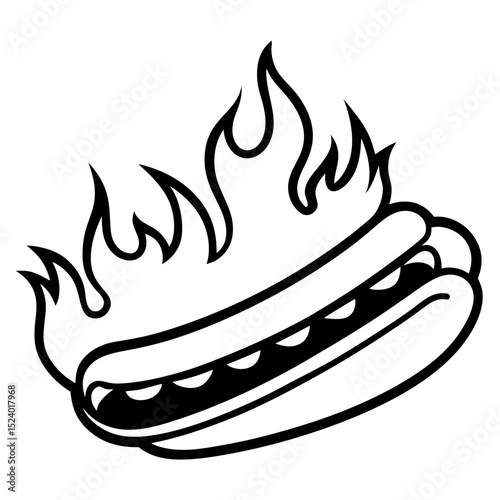 Blazing Hot Dog Vector Art