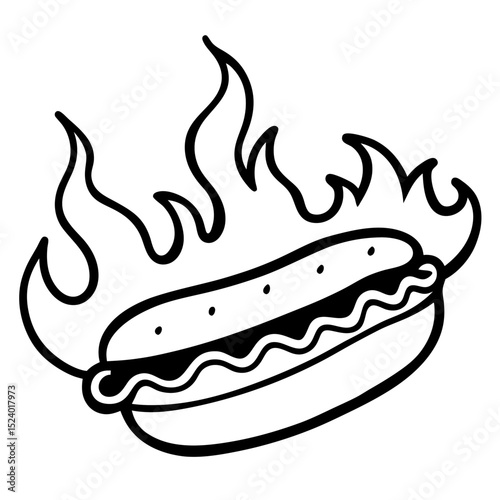 Blazing Hot Dog Vector Art