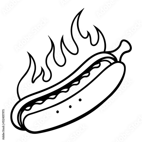 Blazing Hot Dog Vector Art