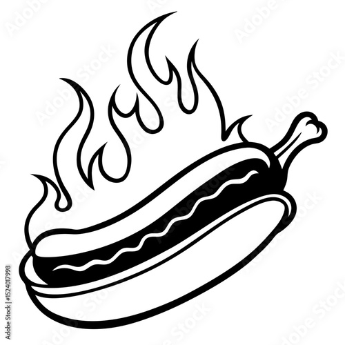 Blazing Hot Dog Vector Art