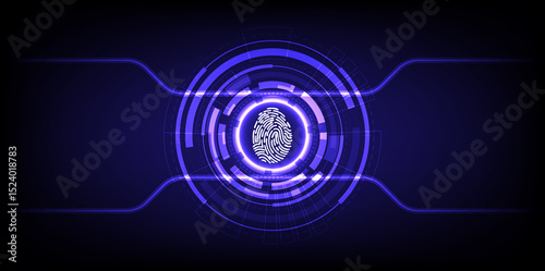Art & Illustration A purple and blue image of a fingerprint with a black background. The image is abstract and futuristic in style