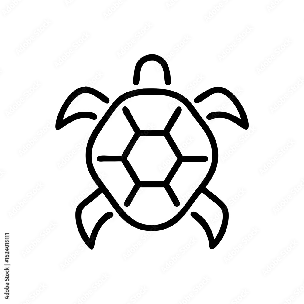 Fototapeta premium Turtle Shell Outline Icon Symbolizing Nature Conservation and Marine Life Awareness for Blogs, Educational Websites, and Environmental Campaigns 