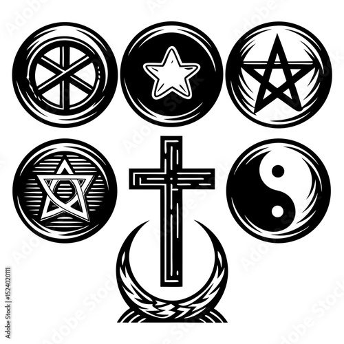 Collection of religious and spiritual symbols