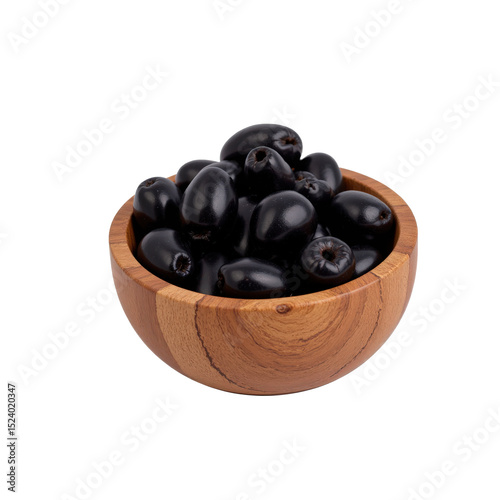 Wallpaper Mural Luxurious black olives in wooden bowl, elegant kitchen decor, high-resolution, realistic texture, premium quality, food presentation. Torontodigital.ca