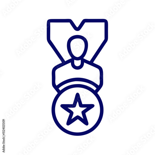 Outline of a person receiving a star badge icon concept  