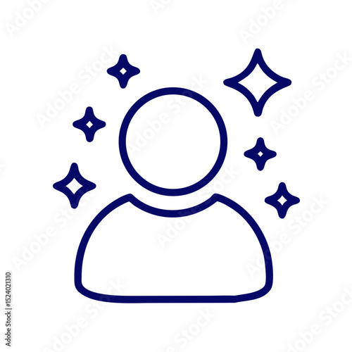 User icon with sparkles representing recognition and positivity  