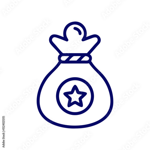 Icon of a money bag with a star in minimalist line style  