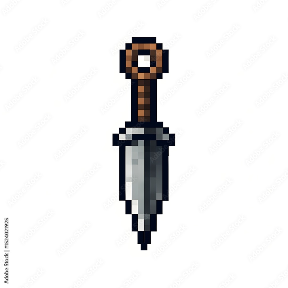 Pixel Throwing Knife on White Background Pixel Throwing Knife on White Background