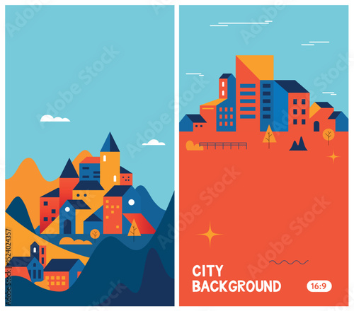 City landscape on isolated background.