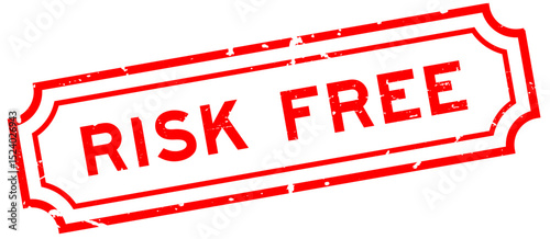 Grunge red risk free  word square rubber stamp on white background