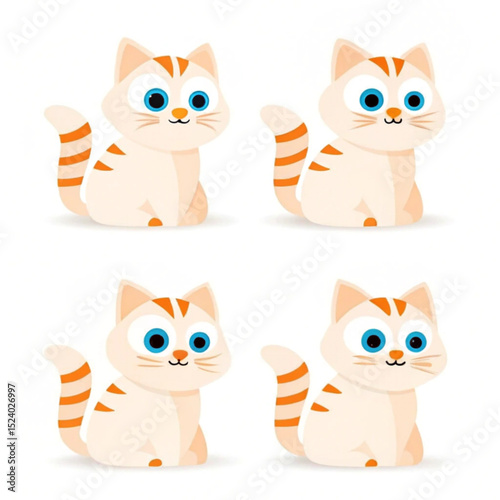 Title: set of funny cats | Cartoon cat poses | Cute cartoon cat set | Cute cartoon cat set | Funny cat illustration | Cat character design