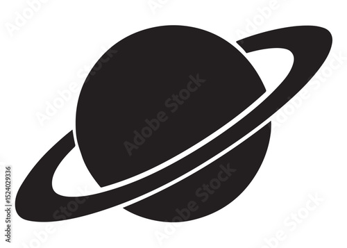 planet saturn logo silhouette vector, saturn logo icon silhouette, simple silhouette vector of planet saturn logo, saturn planet logo silhouette vector illustration on white background