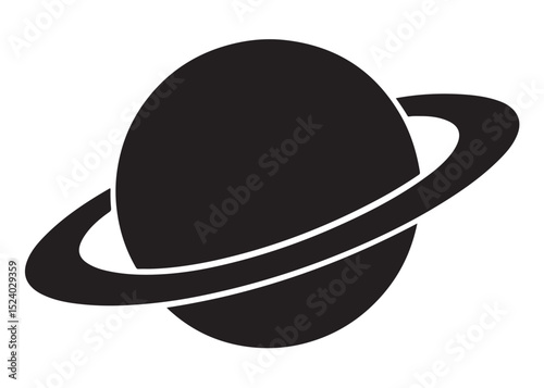 planet saturn logo silhouette vector, saturn logo icon silhouette, simple silhouette vector of planet saturn logo, saturn planet logo silhouette vector illustration on white background