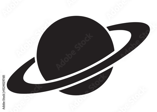 planet saturn logo silhouette vector, saturn logo icon silhouette, simple silhouette vector of planet saturn logo, saturn planet logo silhouette vector illustration on white background