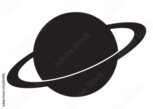 planet saturn logo silhouette vector, saturn logo icon silhouette, simple silhouette vector of planet saturn logo, saturn planet logo silhouette vector illustration on white background